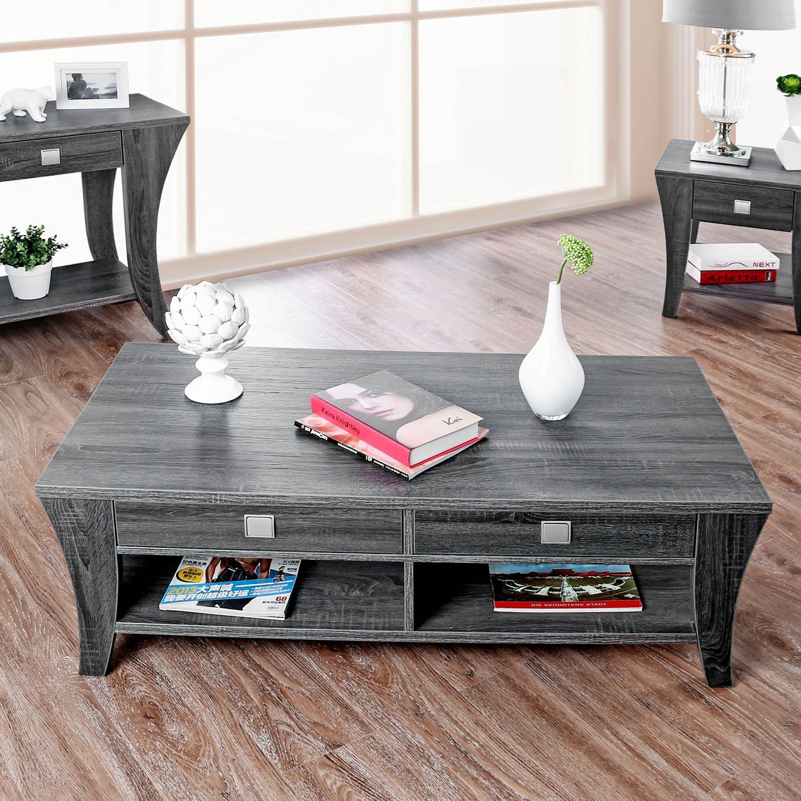 Keira end outlet table with storage