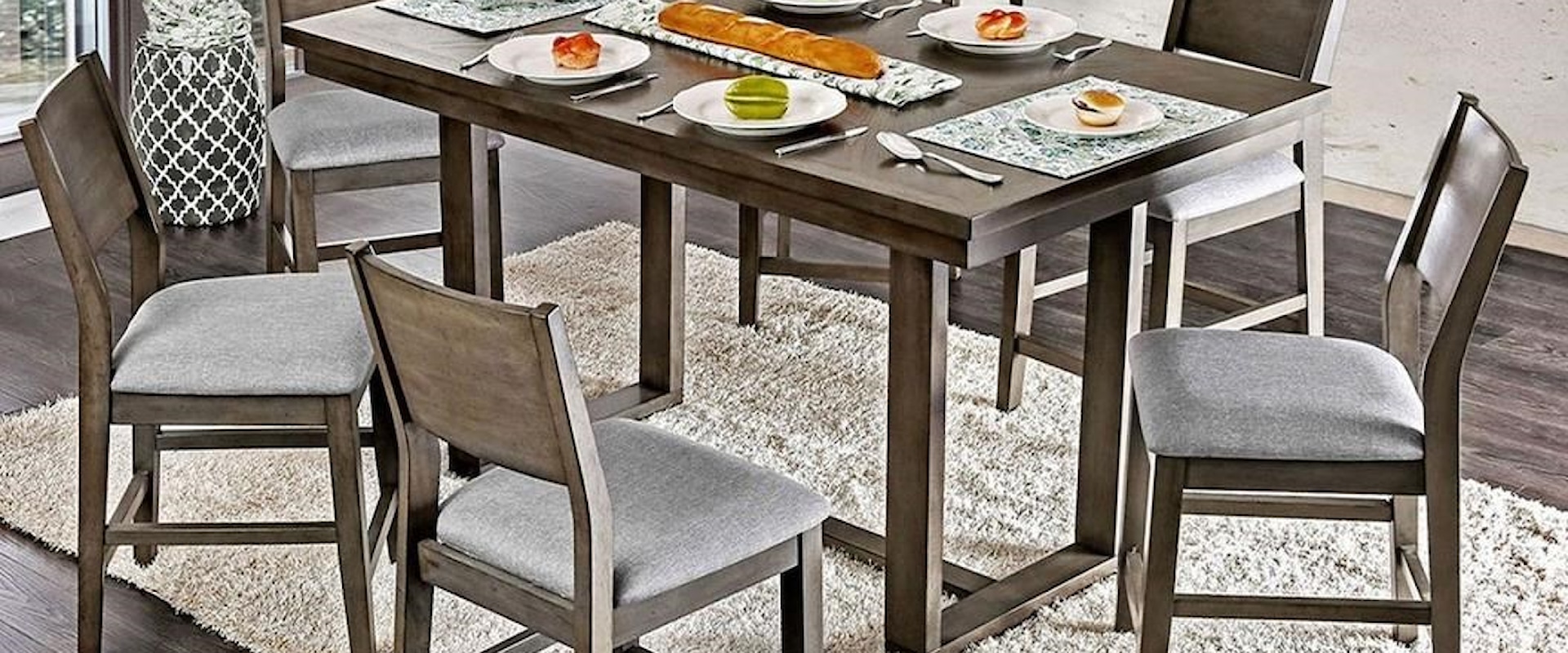 Contemporary 7 Pc Counter Height Dining Set