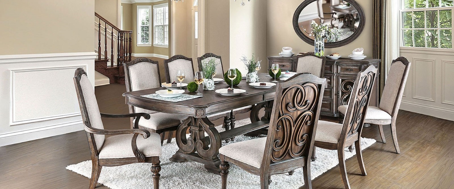9 Piece Traditional Dining Set