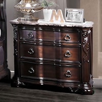 Traditional European-Inspired 3 Drawer  Nightstand with Genuine Marble Top