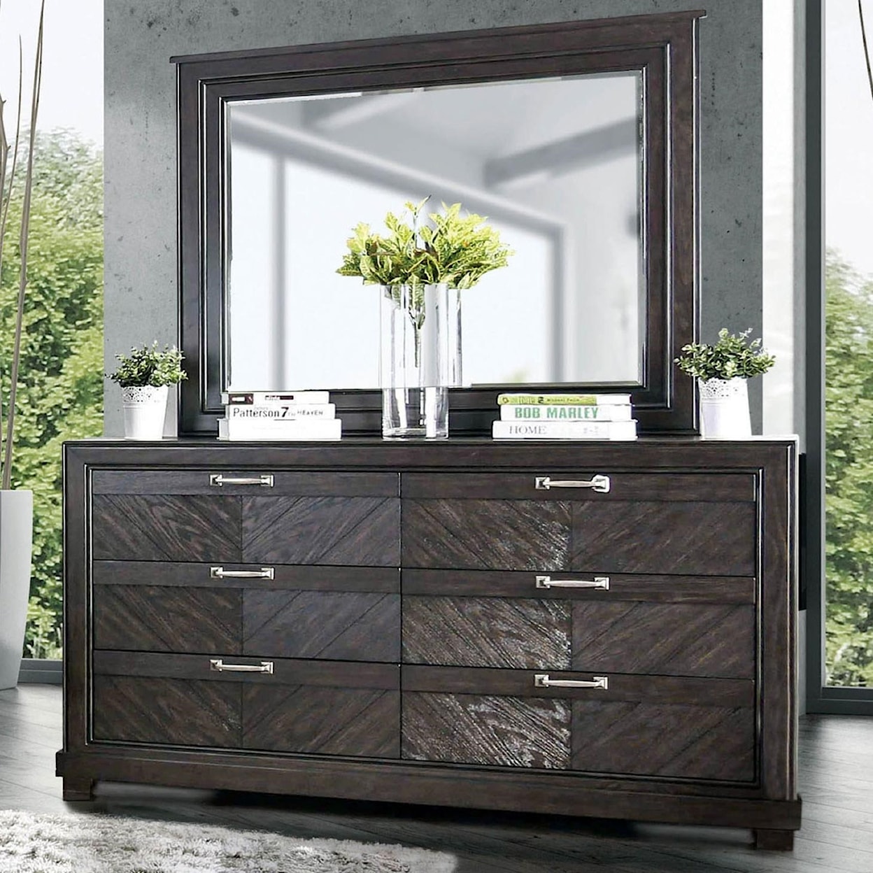 Furniture of America - FOA Argyros Dresser and Mirror Set