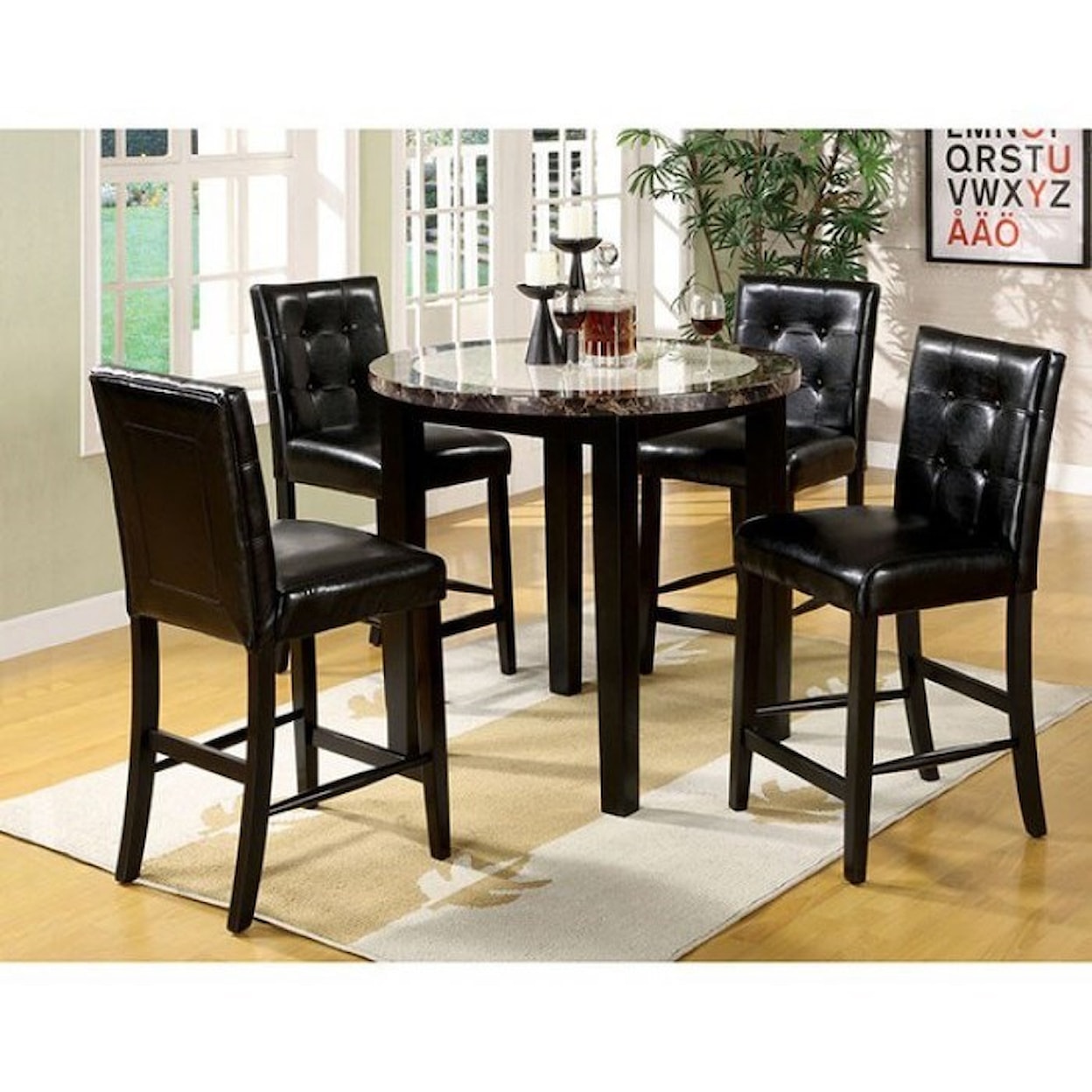 Furniture of America Atlas IV 5 Piece Counter Height Table and Stool Set