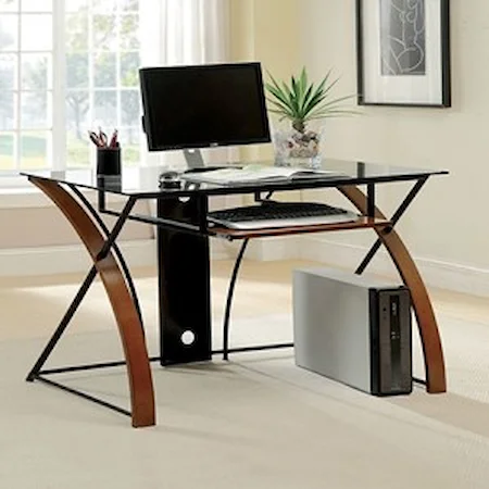 Contemporary Accent Desk with Tempered Glass Top
