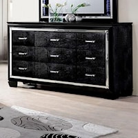 Glam Faux Crocodile 9 Drawer Dresser with Felt-Lined Top Drawers