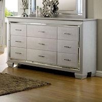 Glam Faux Crocodile 9 Drawer Dresser with Felt-Lined Top Drawers