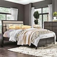 Transitional King Size Bed with Upholstered Headboard