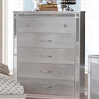 Glam 5-Drawer Bedroom Chest with Felt-Lined Top Drawer