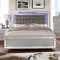 Glam California King Bed with LED Trimmed Headboard