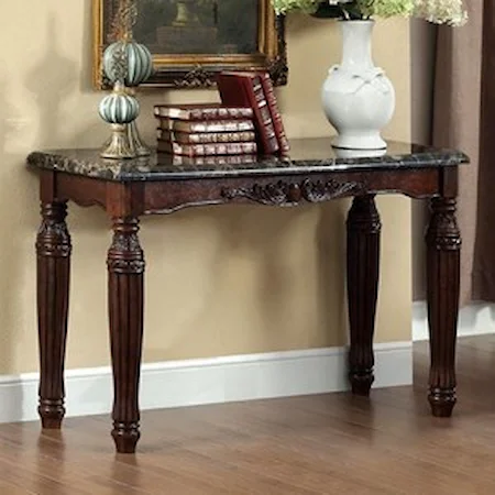 Traditional Sofa Table with Faux Marble Table Top