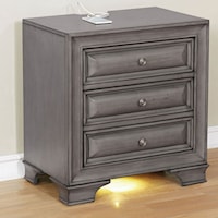 Transitional 3 Drawer Nightstand