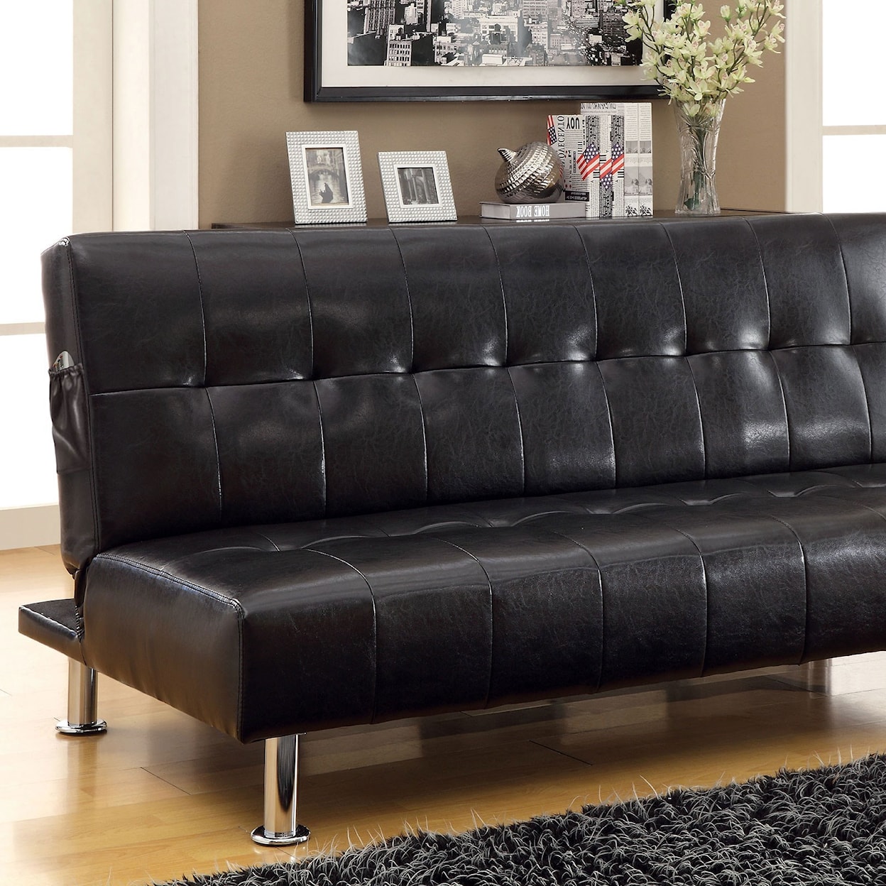 Furniture of America Bulle Leatherette Futon Sofa