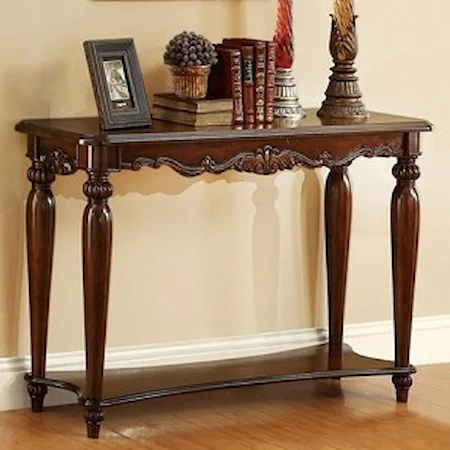 Traditional Ornamental Sofa Table with Built In Shelf