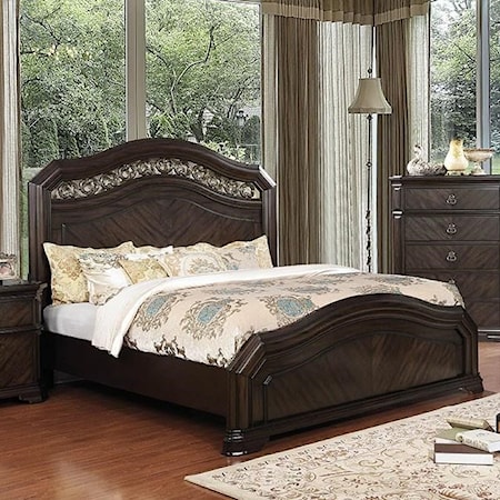 Traditional California King Bed with Metal Scrolling