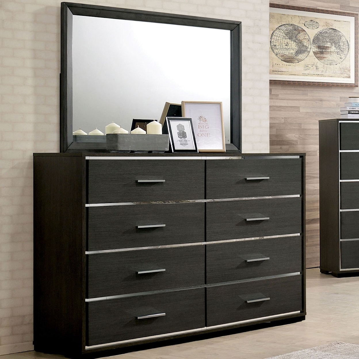 Furniture of America Camryn Dresser and Mirror Combination