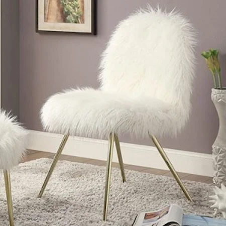 Glam Faux Fur Accent Chair with Metal Legs