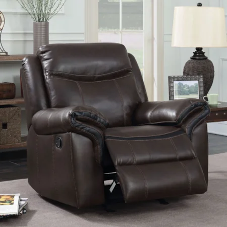 Glider Recliner with Pillow Arms and Padded Headrest