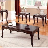 Traditional 3 Piece Cocktail Table and End Tables Set