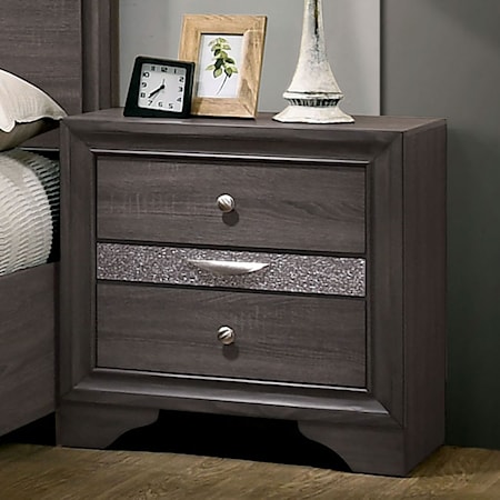 Contemporary 2-Drawer Nightstand with Hidden Jewelry Tray