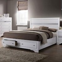 Contemporary Queen Panel Bed with Footboard Storage