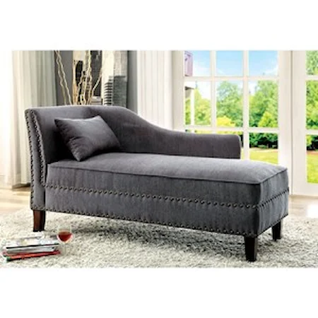 Contemporary Chaise with Nailhead Trim
