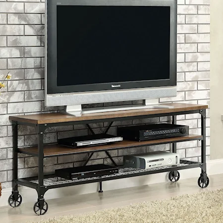 Industrial TV Console with Caster Wheels