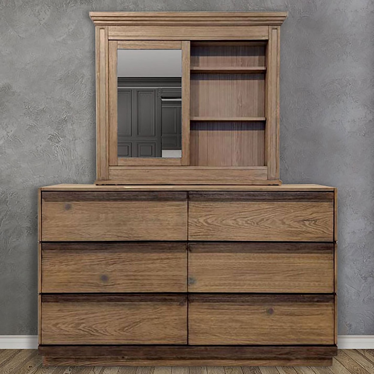 Furniture of America Coimbra Dresser and Cabinet Mirror Combination