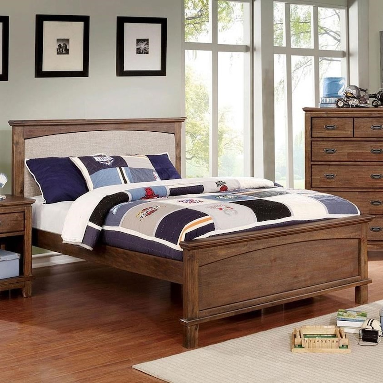 Furniture of America Colin Upholstered Twin Panel Bed