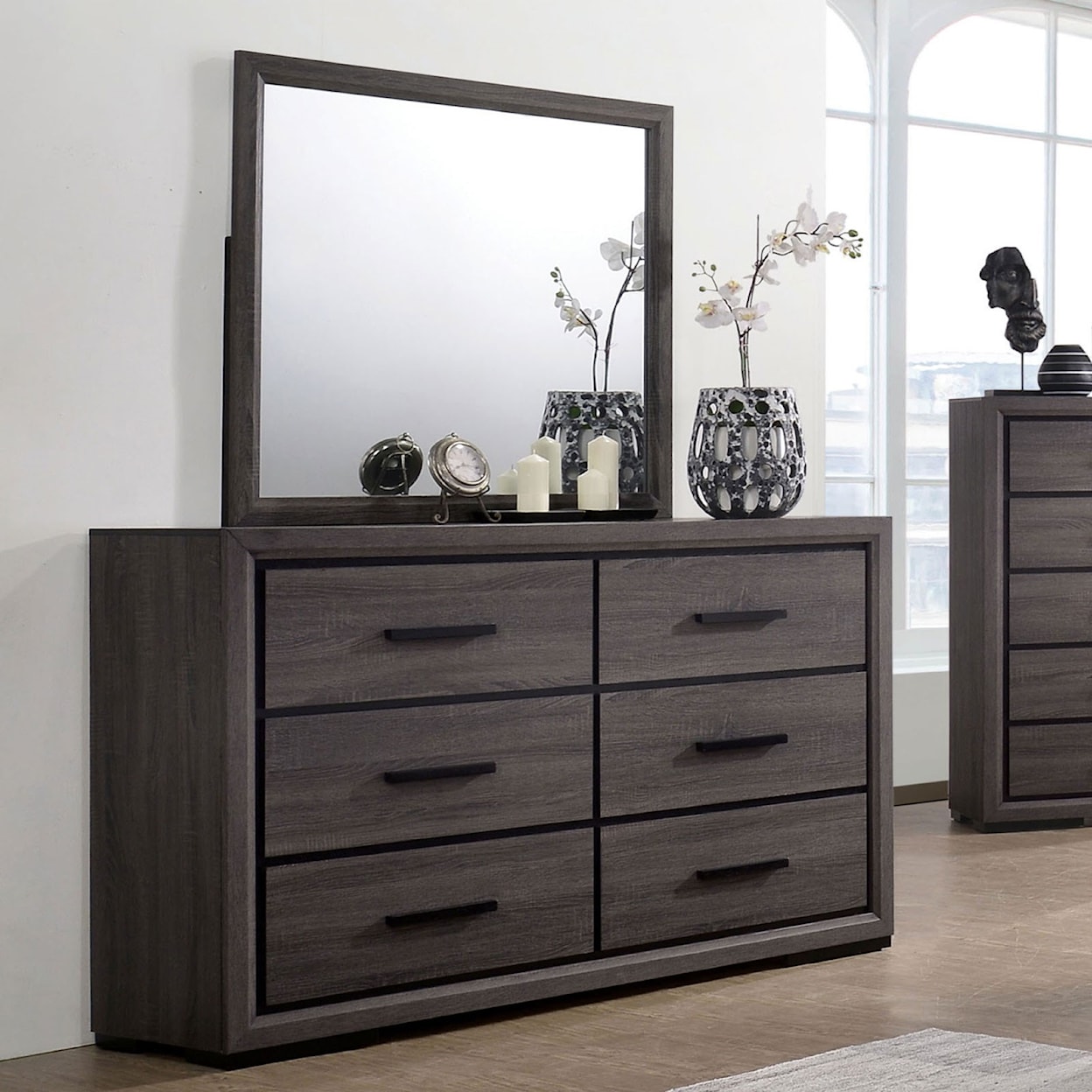 Furniture of America Conwy Dresser and Mirror Combination