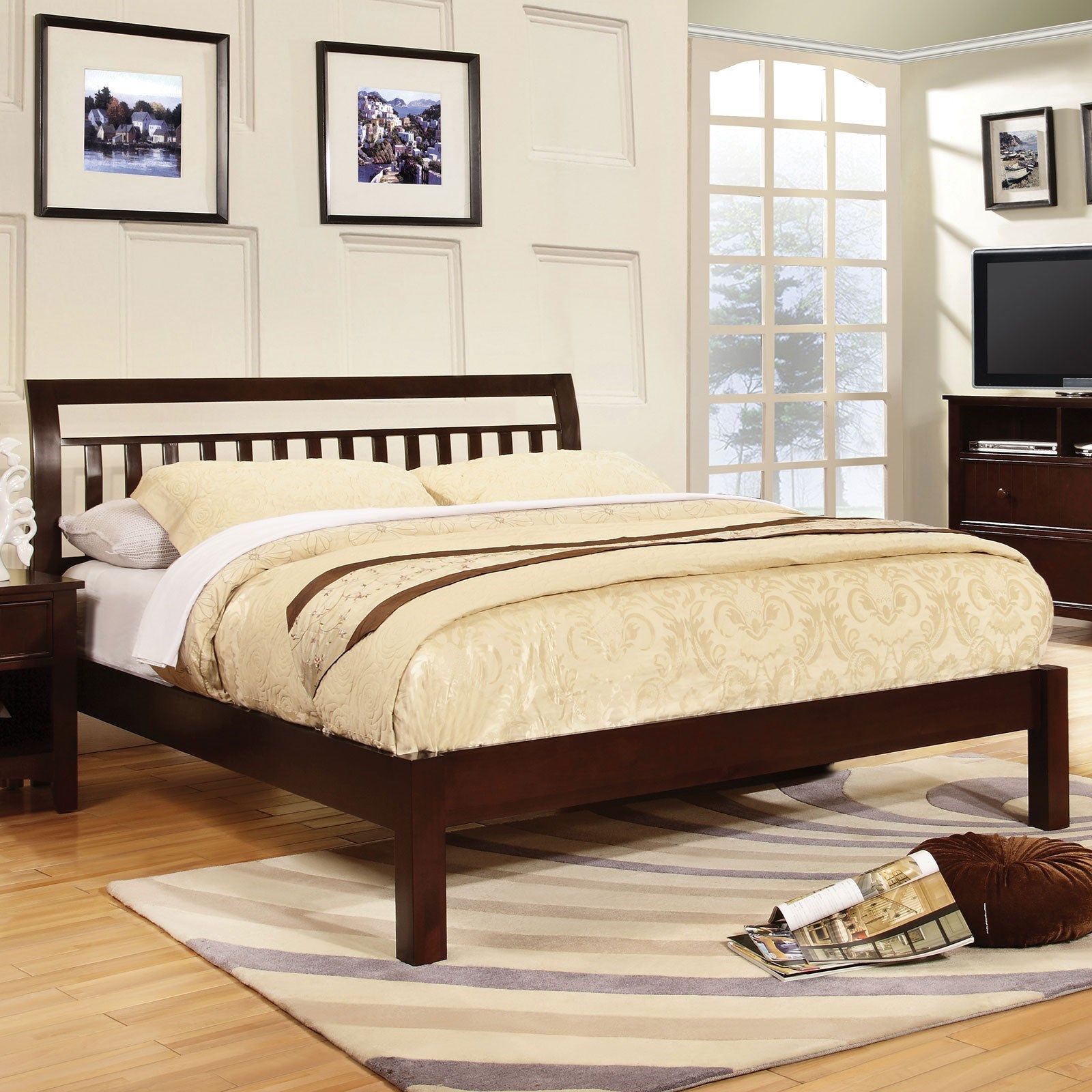 Transitional King Sleigh Bed