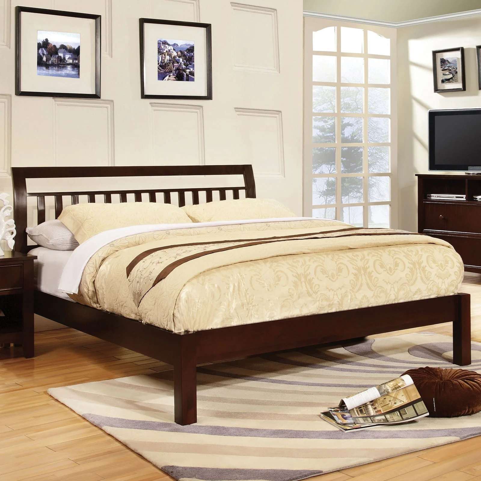 Furniture of America Corry CM7923EXEKBED Transitional King Sleigh Bed