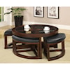 Furniture of America Crystal Cove II Cocktail Table with Ottomans