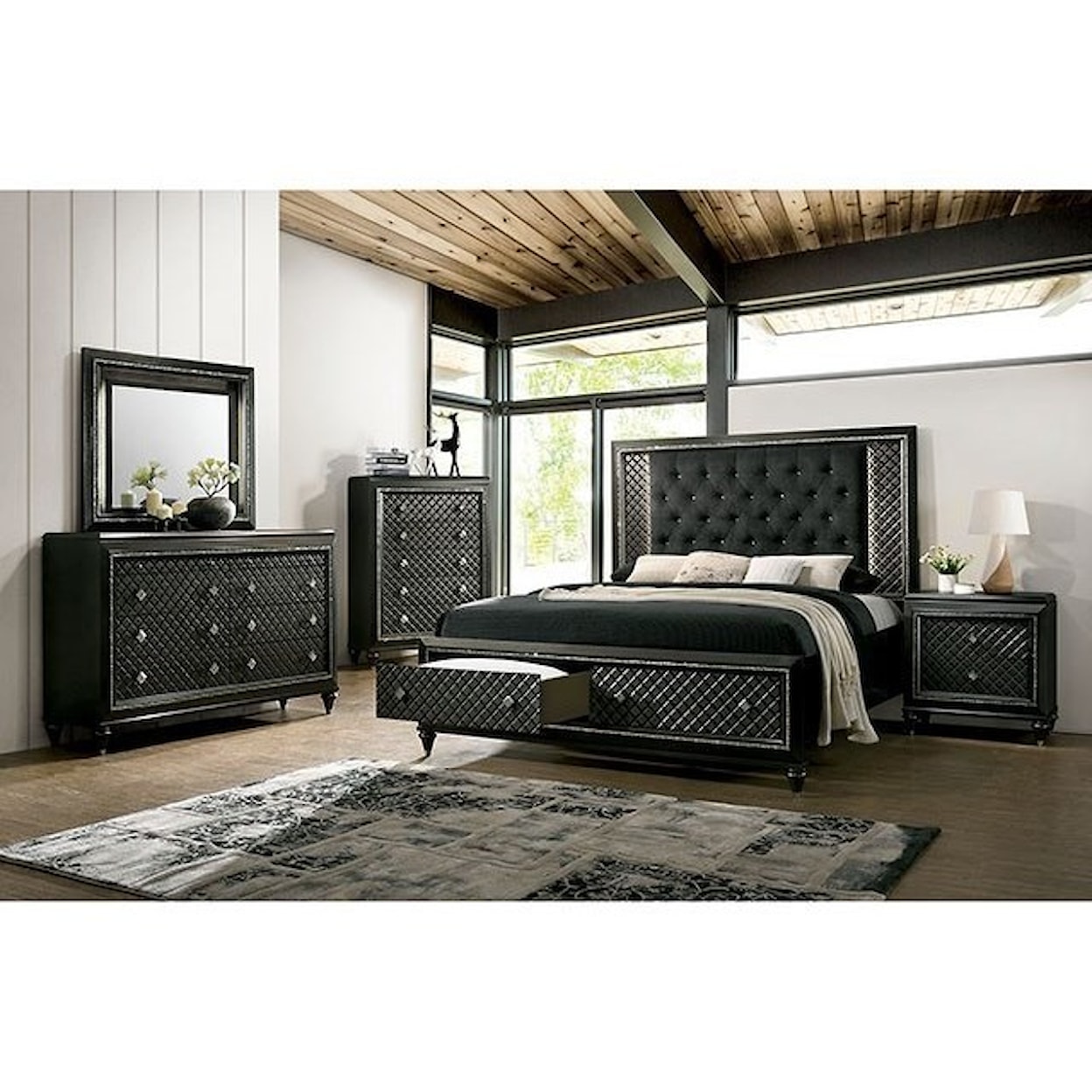 Furniture of America - FOA Demetria Queen Upholstered Storage Bed