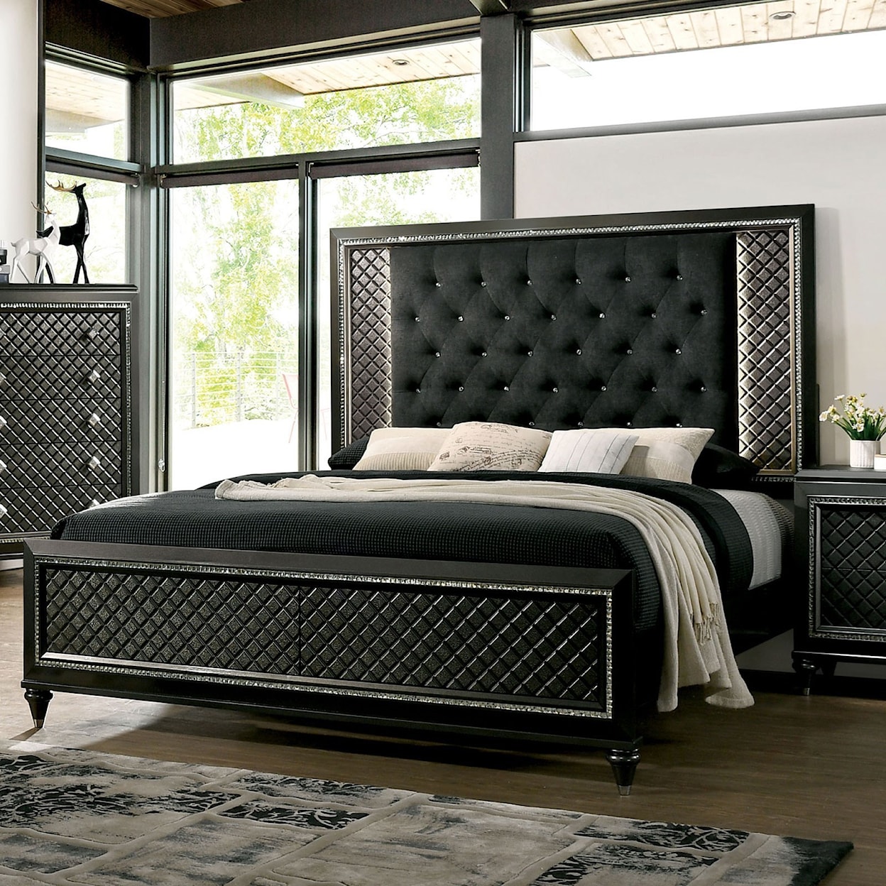 Furniture of America Demetria King Upholstered Bed