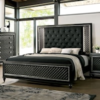 Contemporary Queen Upholstered Bed with LED Light Trim Headboard