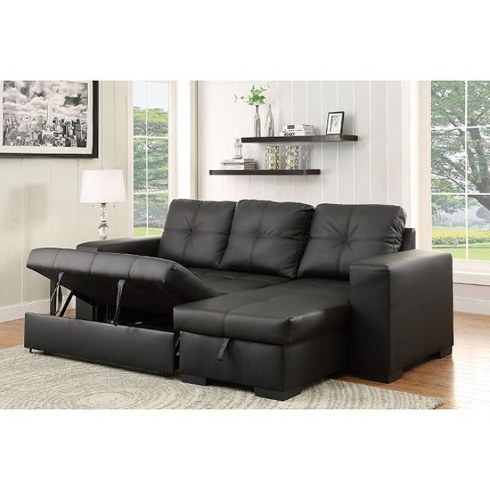 Furniture of America Denton CM6149BKLTRSETVN Contemporary Sectional