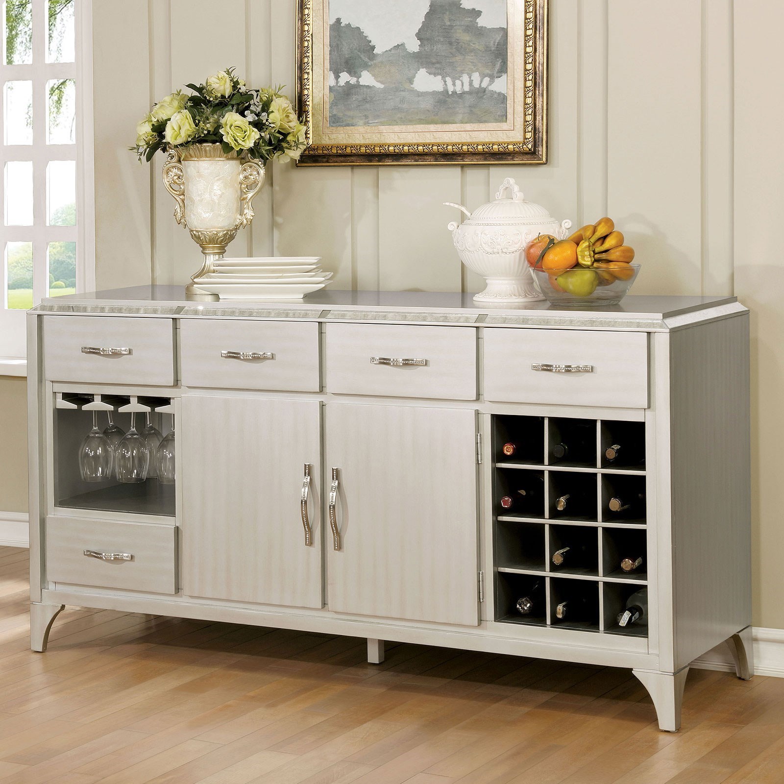 Buffet server sideboard online cabinet with wine storage