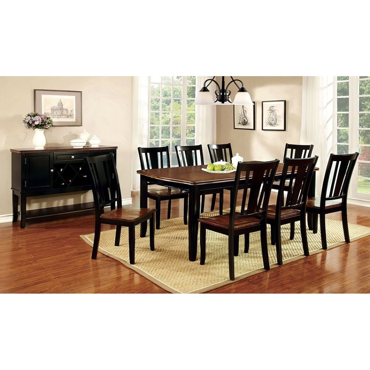 Furniture of America Dover II Table + 6 Side Chairs