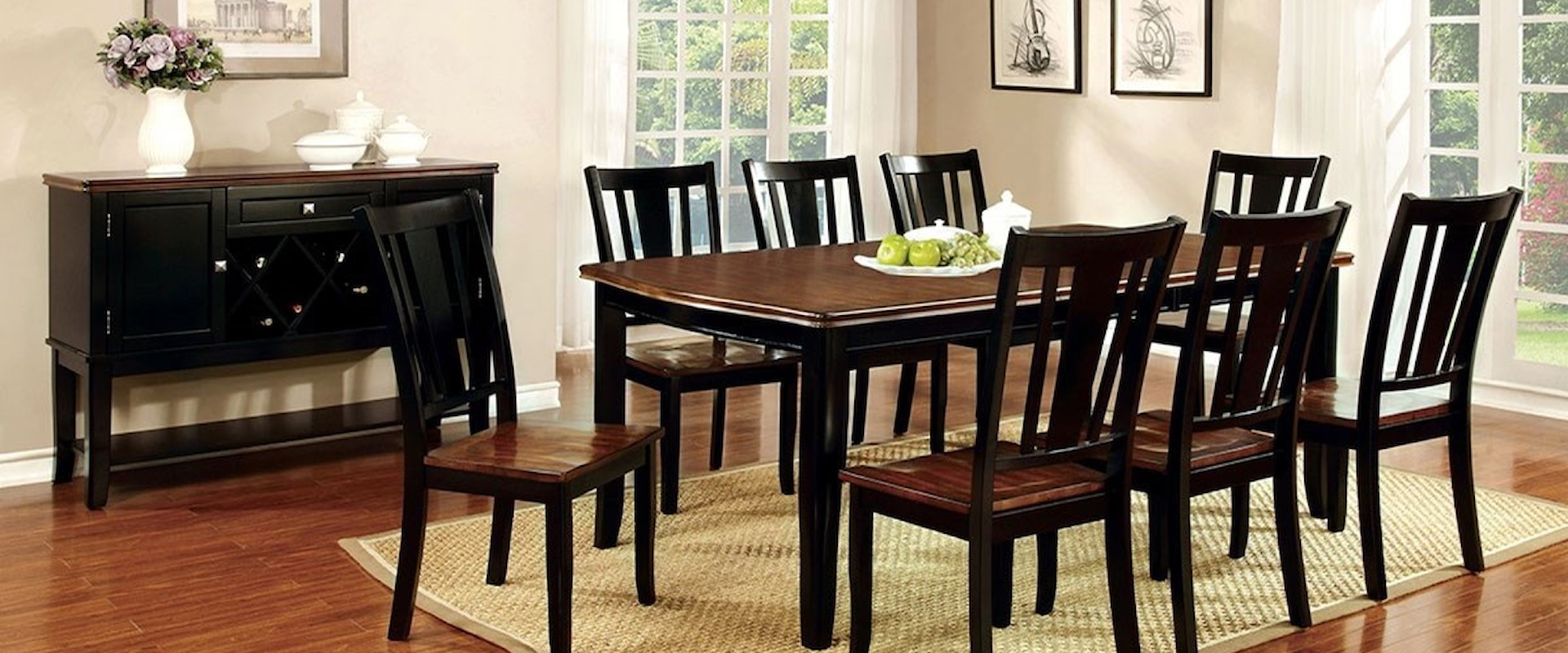 Transitional 9 Pc Dining Set