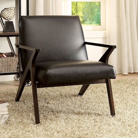 Mid Century Modern Faux Leather Accent Chair