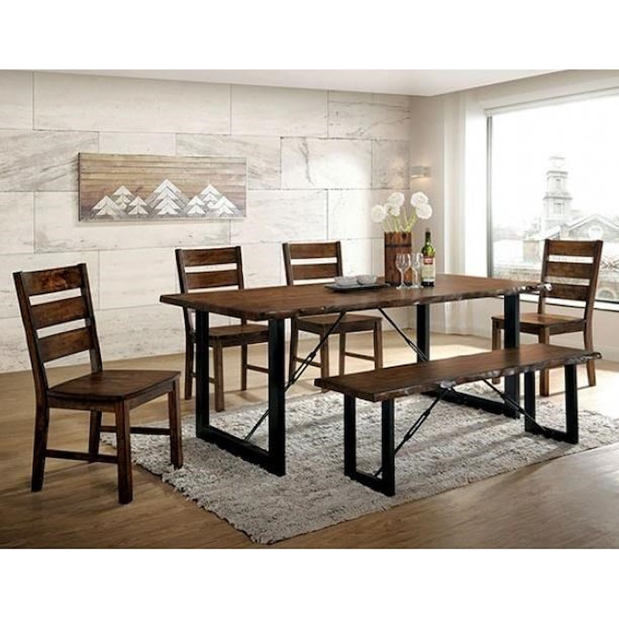 Furniture of America Dulce Table and Chair Set with Bench