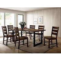 Industrial 7-Piece Dining Set with Live Edge Table
