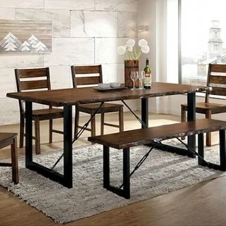 Industrial Dining Table with Metal Legs