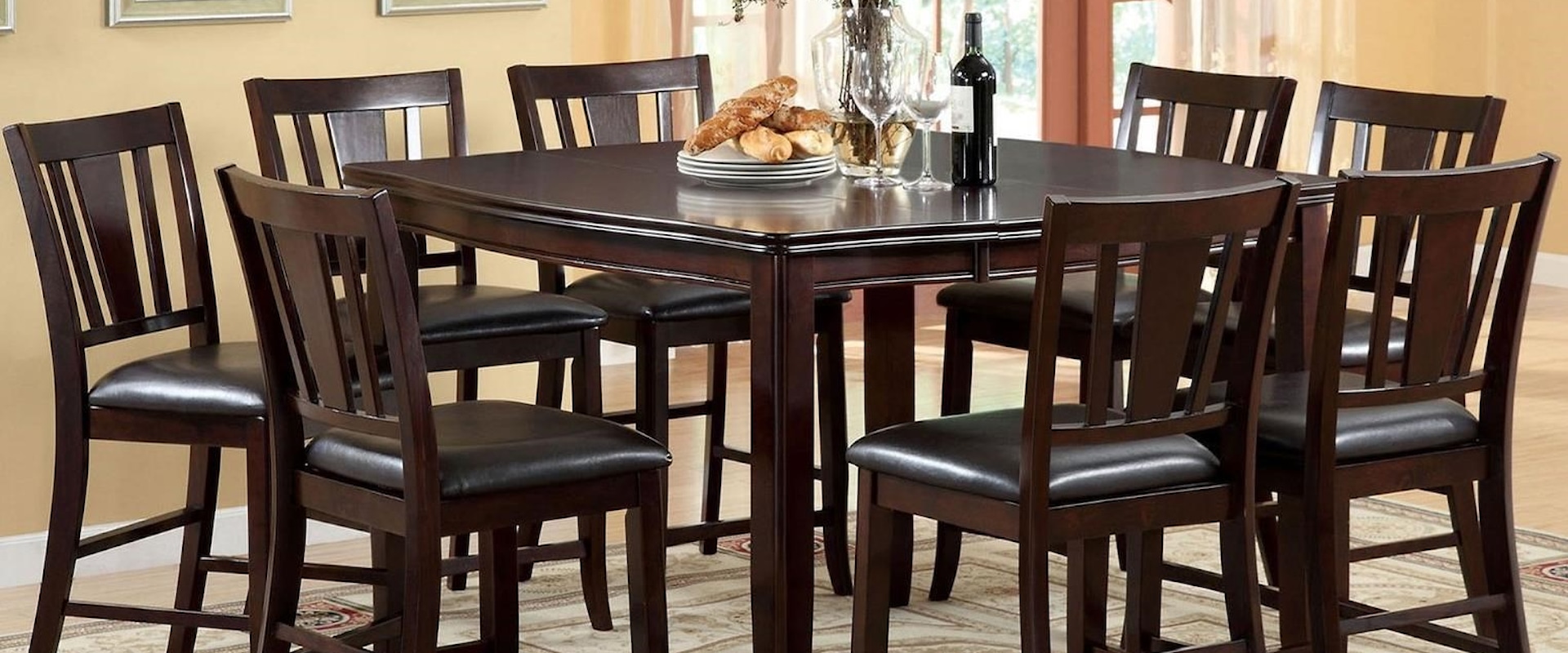 Counter Height Dining Set with Eight Stools