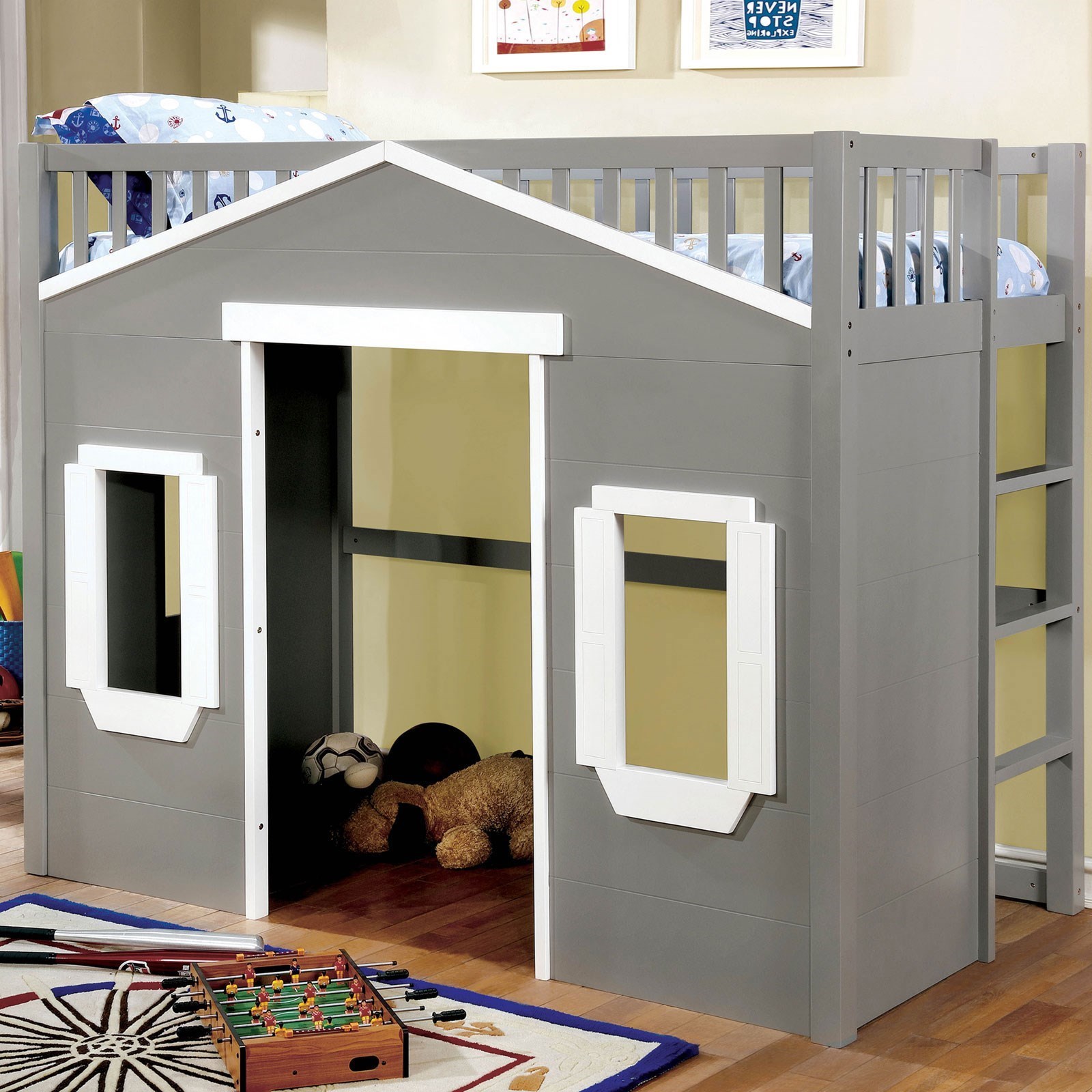 Furniture of America Eileen CM7132GYFBED Full Loft Bed with Play