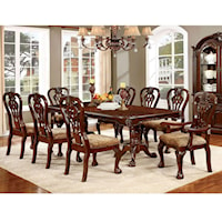 Traditional 9 Piece Dining Set with Expandable Leaf