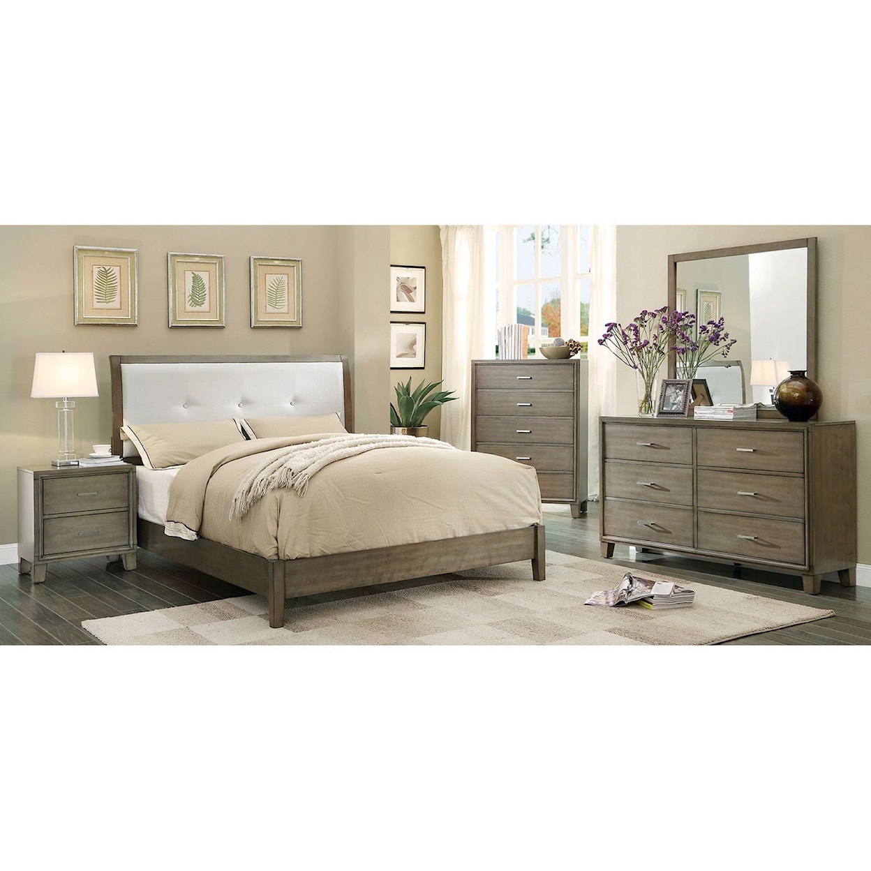 Furniture of America Enrico California King Upholstered Bed