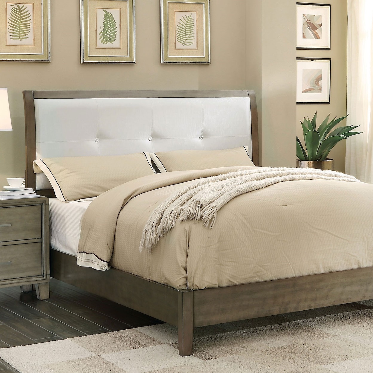 Furniture of America Enrico Queen Upholstered Bed