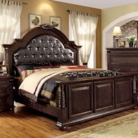 Traditional Queen Bed with Upholstered Headboard