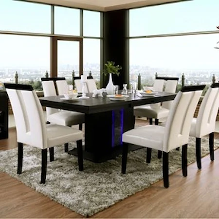 Contemporary Dining Table with LED Lights in Base