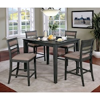 Contemporary Counter Height 5 Piece Table and Chair Set